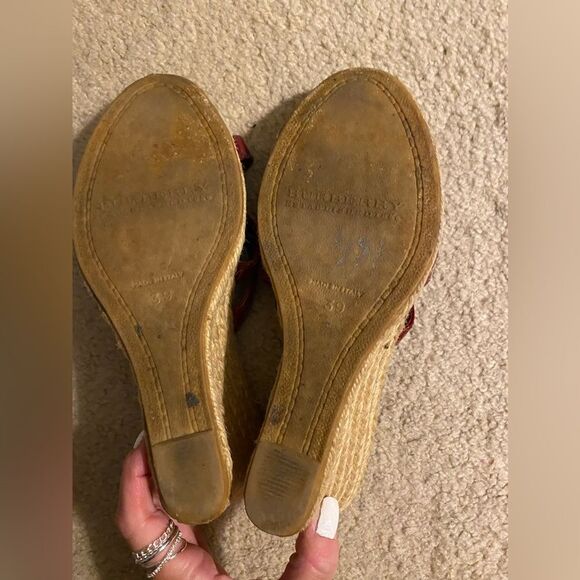 Auth Burberry EUC sandals leather straps & soles. Espadrille Wedge Made in Italy - Picture 8 of 10